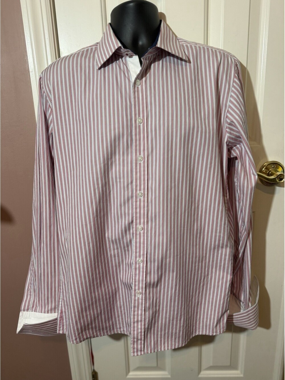Thomas Pink 2012 Special Edition Olympics Dress Shirt Red Blue Stripes Size 16.5 - Picture 2 of 6